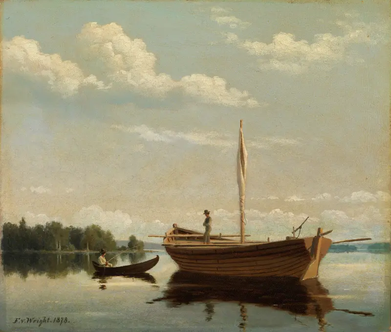 Landscape depicting a shoreline with foliage, oil painting by Ferdinand von Wright