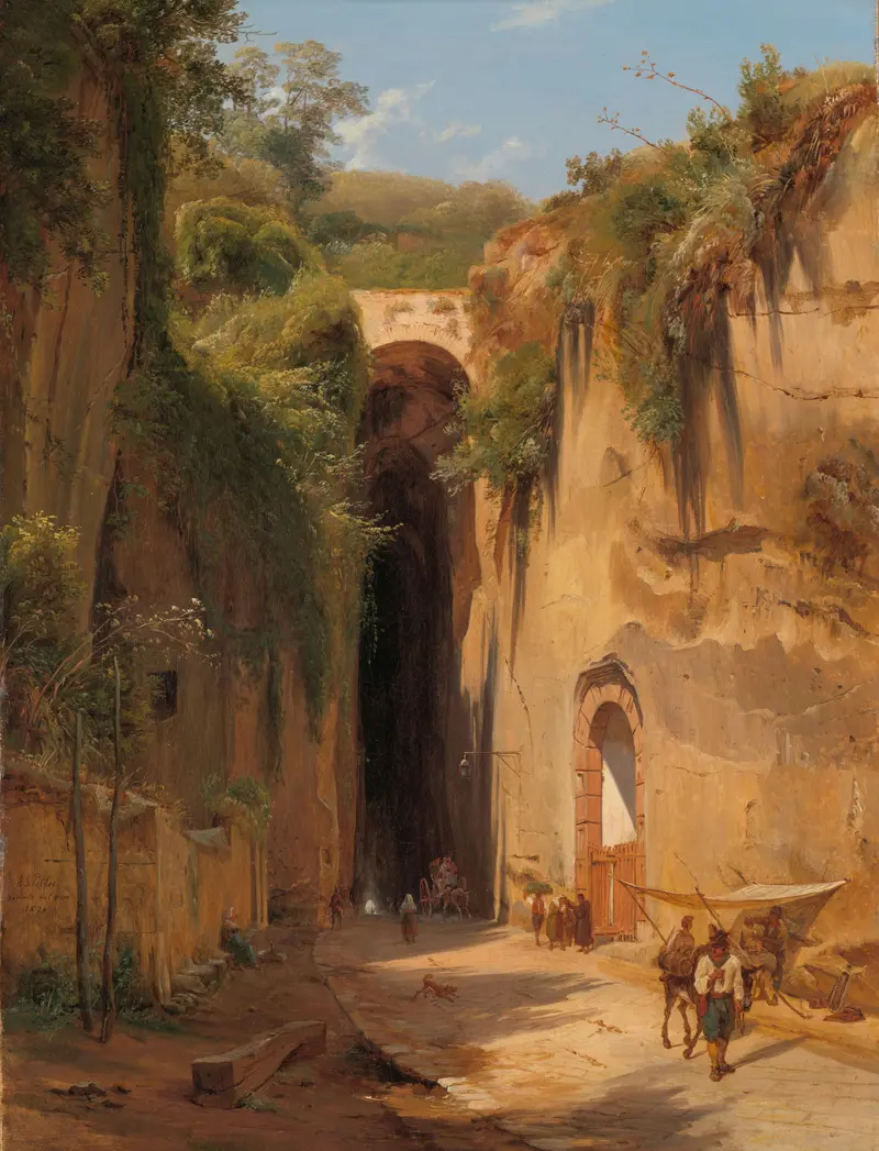 Landscape of The Grotto of Posillipo at Naples, oil painting by Antonie Sminck Pitloo
