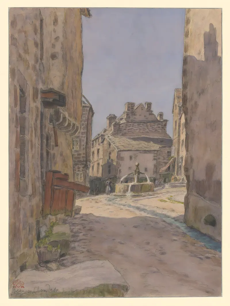 Landscape of Besse-en-Chandesse by Henri Rivière, 1921, unknown medium
