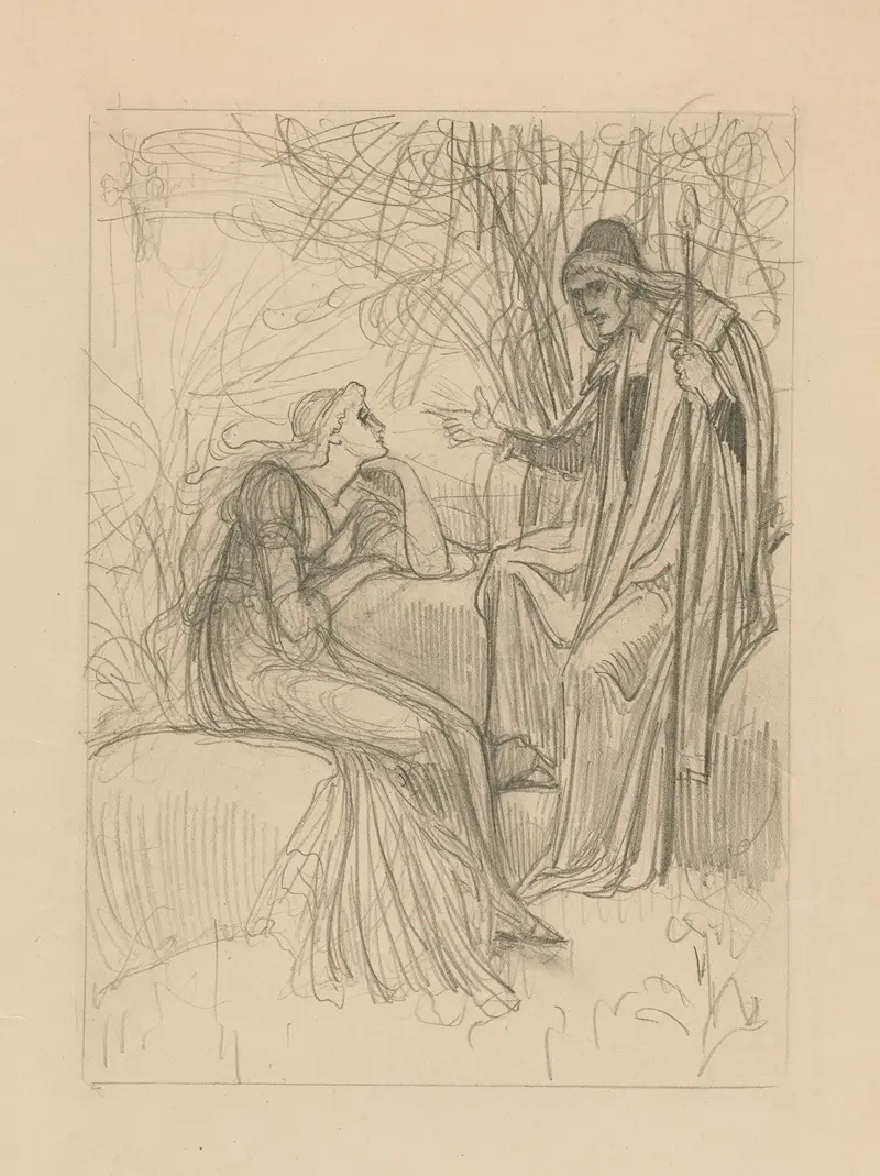 Walter Crane's painting illustrates a scene from Shakespeare's 'The Tempest'.