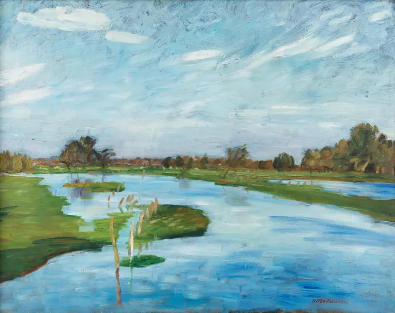 Flooded meadows with soft light, oil on canvas by Otto Modersohn