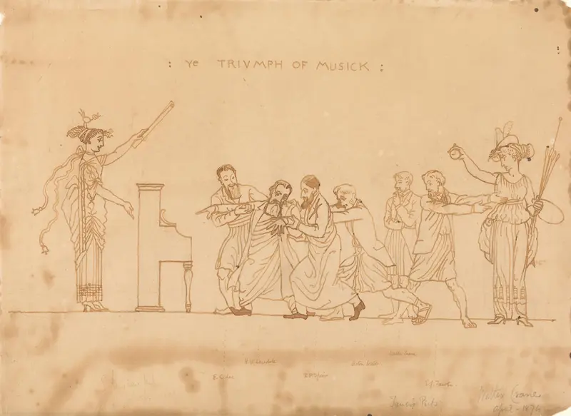 Walter Crane's 'The Triumph of Music' celebrates the beauty and joy of music through vibrant colors and dynamic figures.