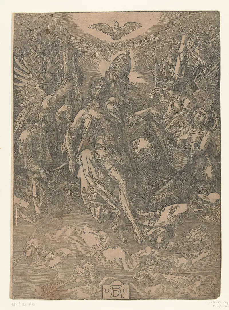 Renaissance artwork depicting divine figures on paper by Unknown Artist