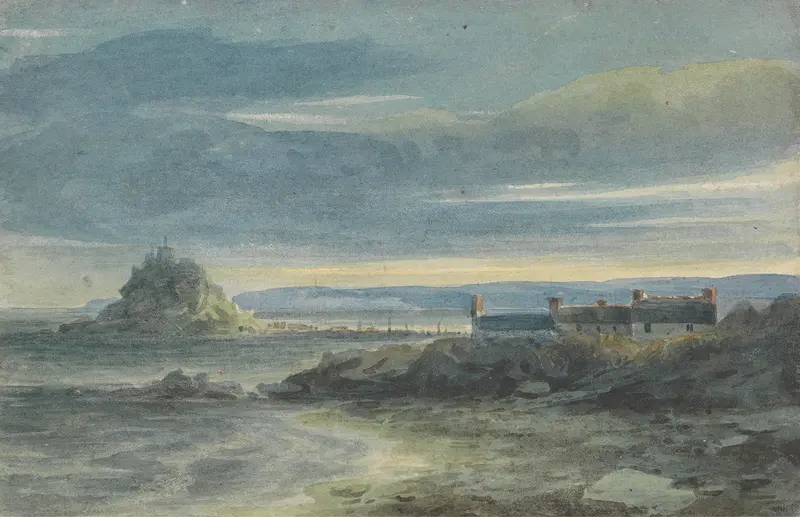Landscape of St. Michael’s Mount, Cornwall by Luke Clennell, oil painting