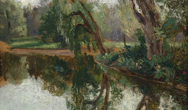 Aulandschaft by Olga Wisinger-Florian, impressionist landscape oil painting