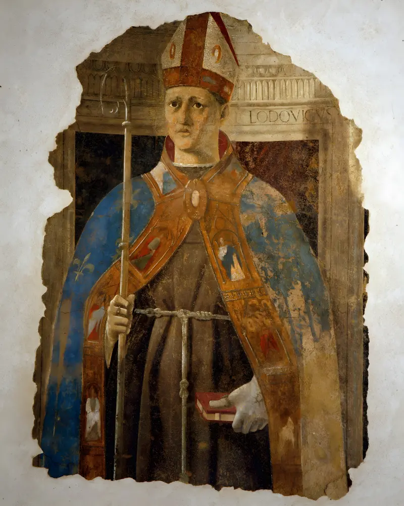 Saint Louis of Toulouse by Piero della Francesca, depicting the saint in bishop's robes.