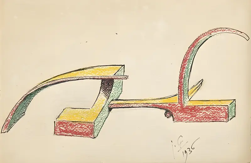 A figurative painting by Julio González depicting a reclining figure.