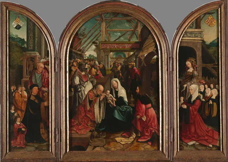 Triptych with the Adoration of the Magi, oil on panel by Jacob Cornelisz van Oostsanen