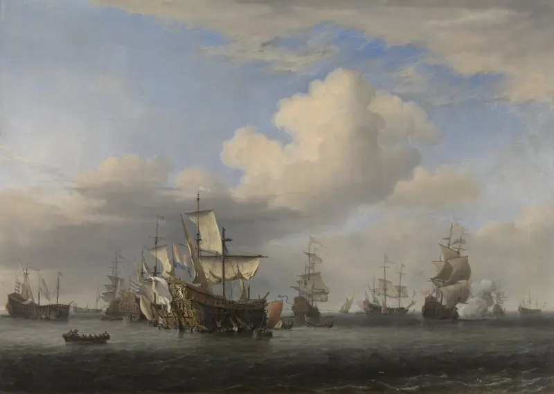 Captured English Ships after the Four Days’ Battle, oil on canvas by Willem van de Velde the Younger