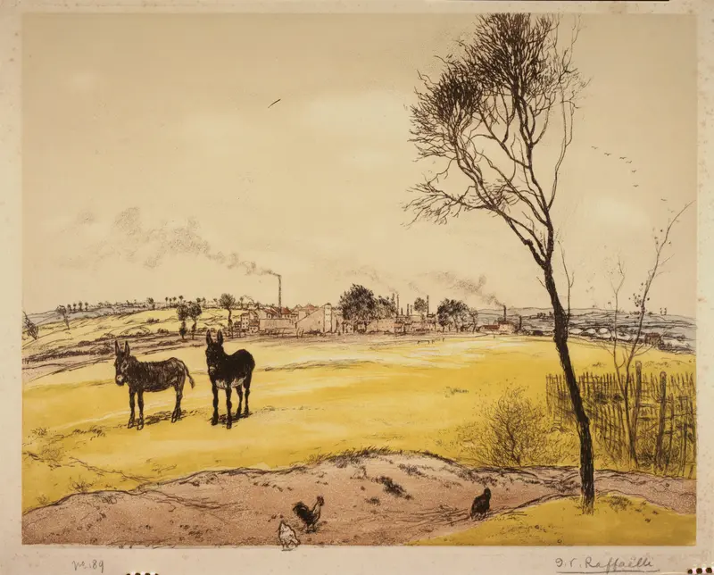 Les petits ânes by Jean François Raffaëlli, oil on canvas depicting two donkeys in a landscape.