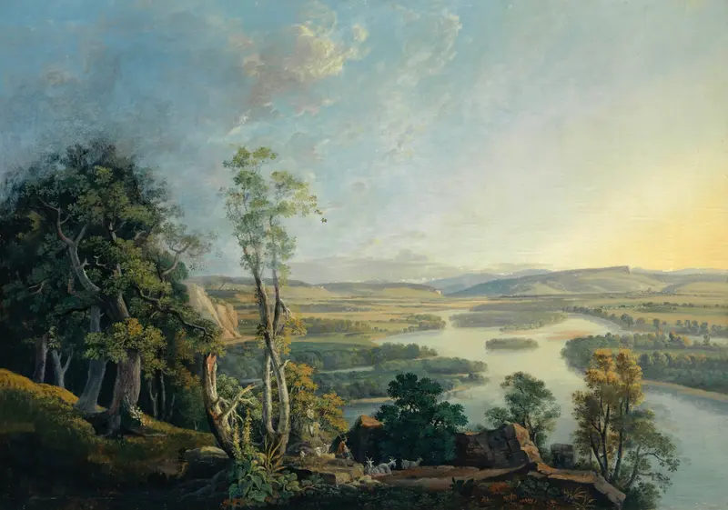 Landscape of the Rhine near the Isteinerklotz, oil on canvas by Peter Birmann