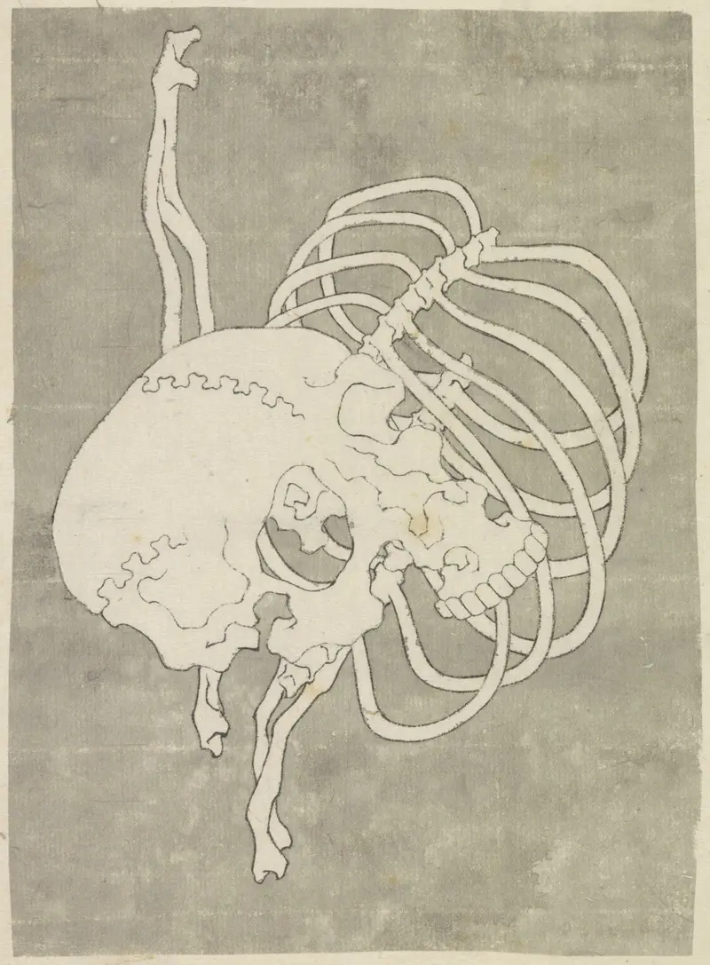 Still life with a skull and ribcage by Katsushika Hokusai, Ukiyo-e