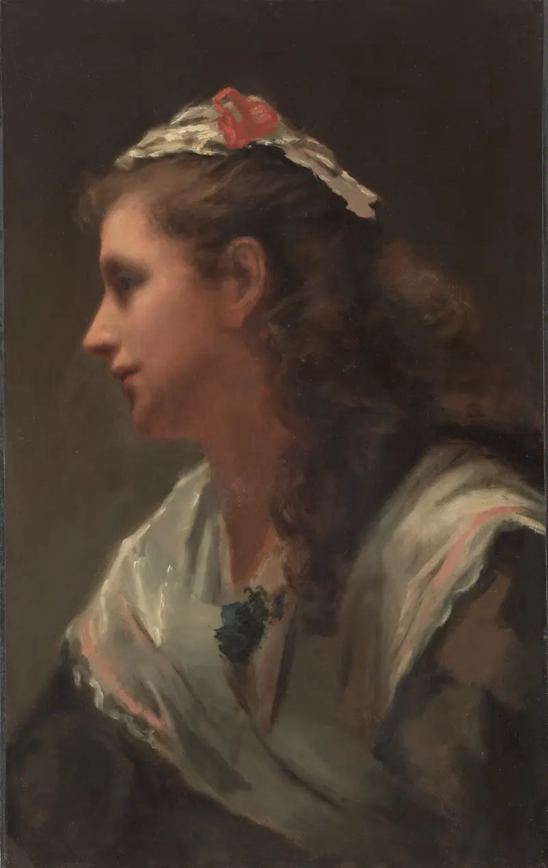 A portrait of Miss Russell by William Morris Hunt.