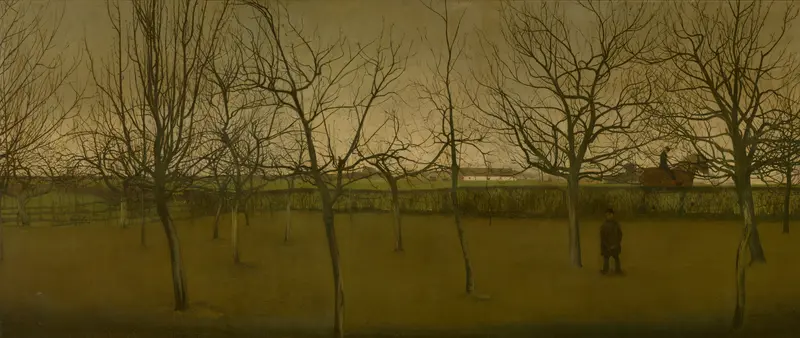 An Orchard in Winter, oil on canvas by Valerius De Saedeleer, depicting barren trees in a winter landscape.
