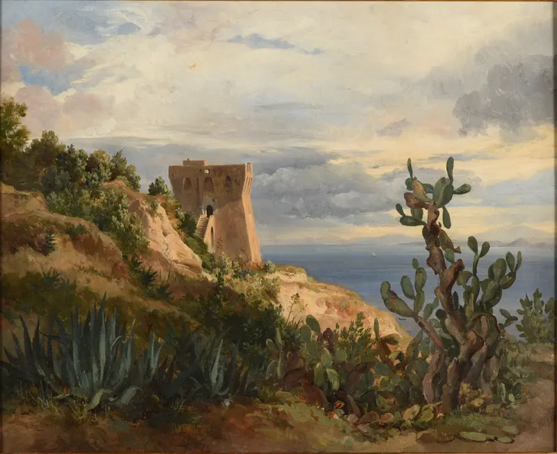 Coastal landscape with greenery, oil on canvas by Jacques-Raymond Brascassat