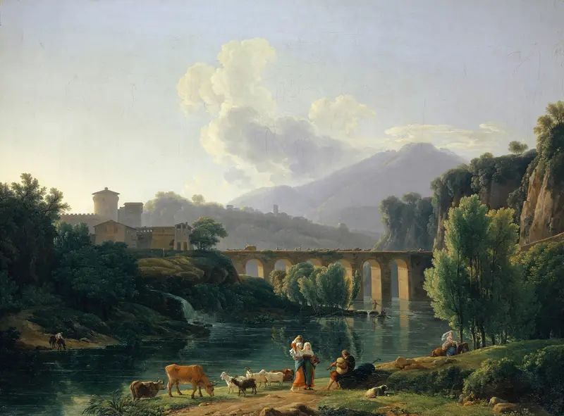 Roman Landscape with Viaduct, oil painting by Jean-Joseph-Xavier Bidauld