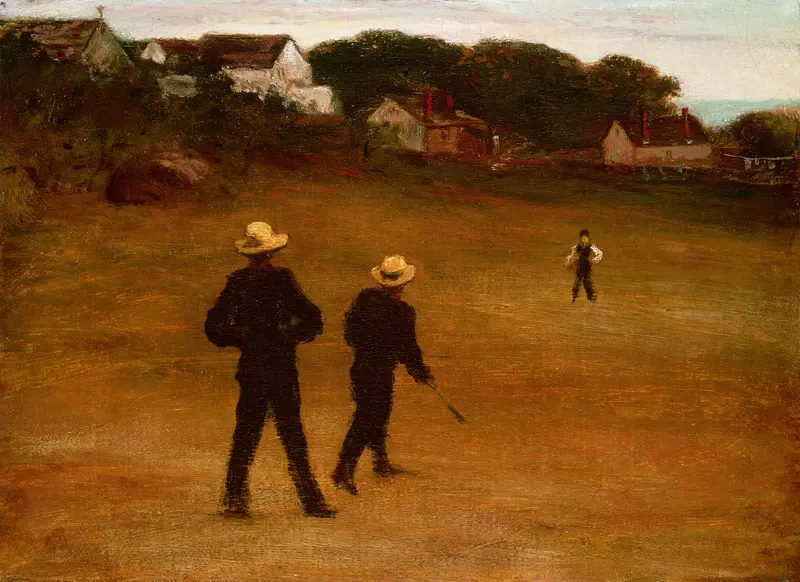 William Morris Hunt's 'The Ball Players' captures a lively scene of children playing ball.