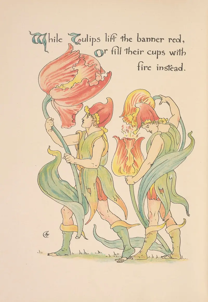 A vibrant depiction of flowers by Walter Crane.