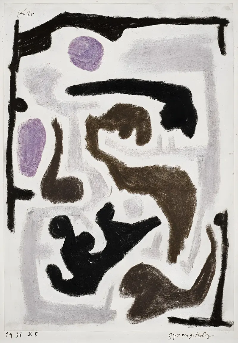 Paul Klee's 'Spreng=Holz' features abstract forms and vibrant colors.