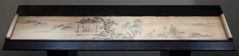The Four Accomplishments by Kanô Tsunenobu, silk artwork featuring elegant figures in traditional attire.