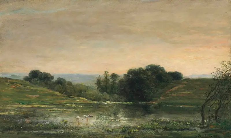 Landscape of Étang De Gillieu, Dauphiné by Charles François Daubigny, oil on canvas