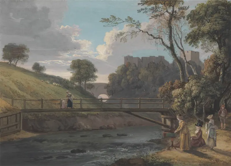 Landscape of Roslin Castle by Paul Sandby, oil painting