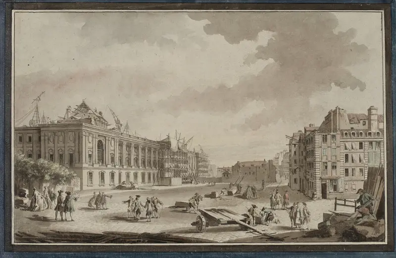 Dégagement de la colonnade du Louvre by Jules-Adolphe Chauvet, oil painting depicting architectural elegance