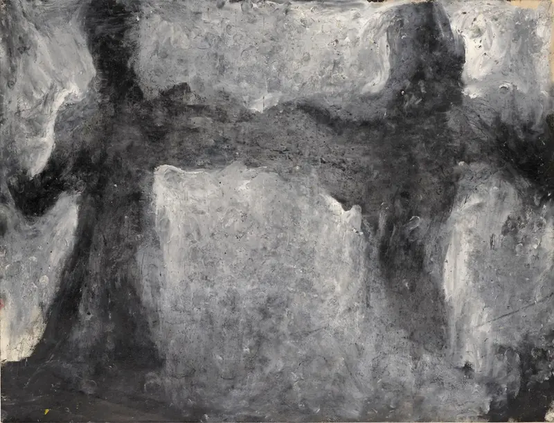 A painting by Louis Soutter depicting a figure in a dreamlike landscape.