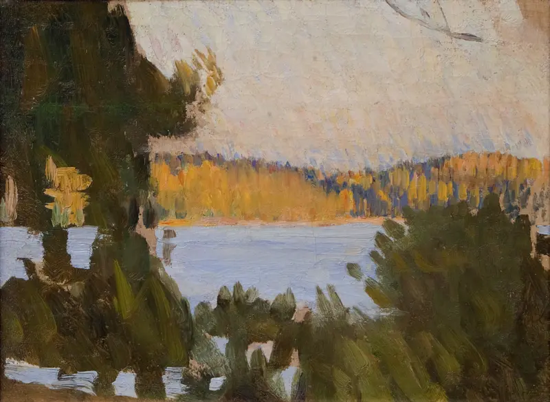 Marine scene depicting a beach and water by Richard Bergh, oil painting