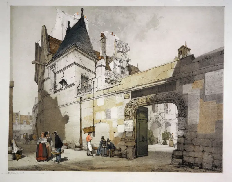 Watercolor by Thomas Shotter Boys depicting Hôtel de Cluny in Paris