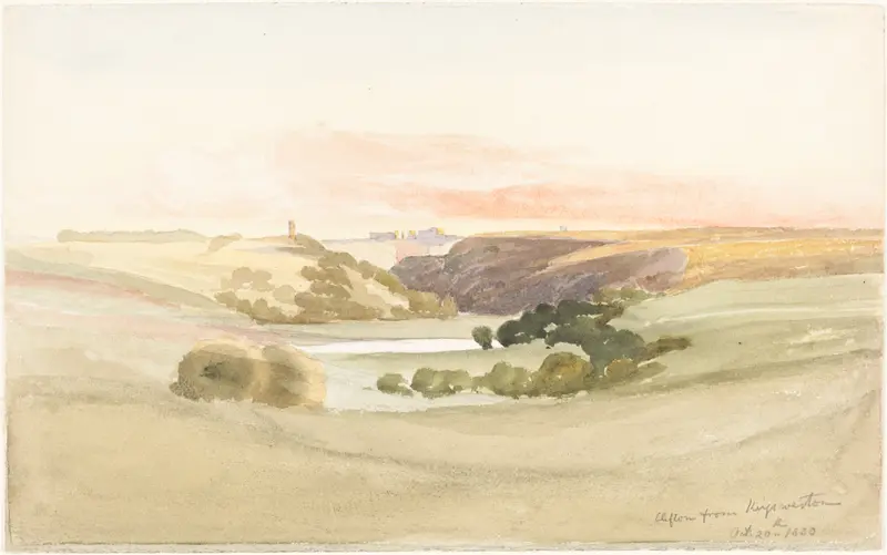 Landscape oil painting by Rev. James Bulwer depicting hills and clouds