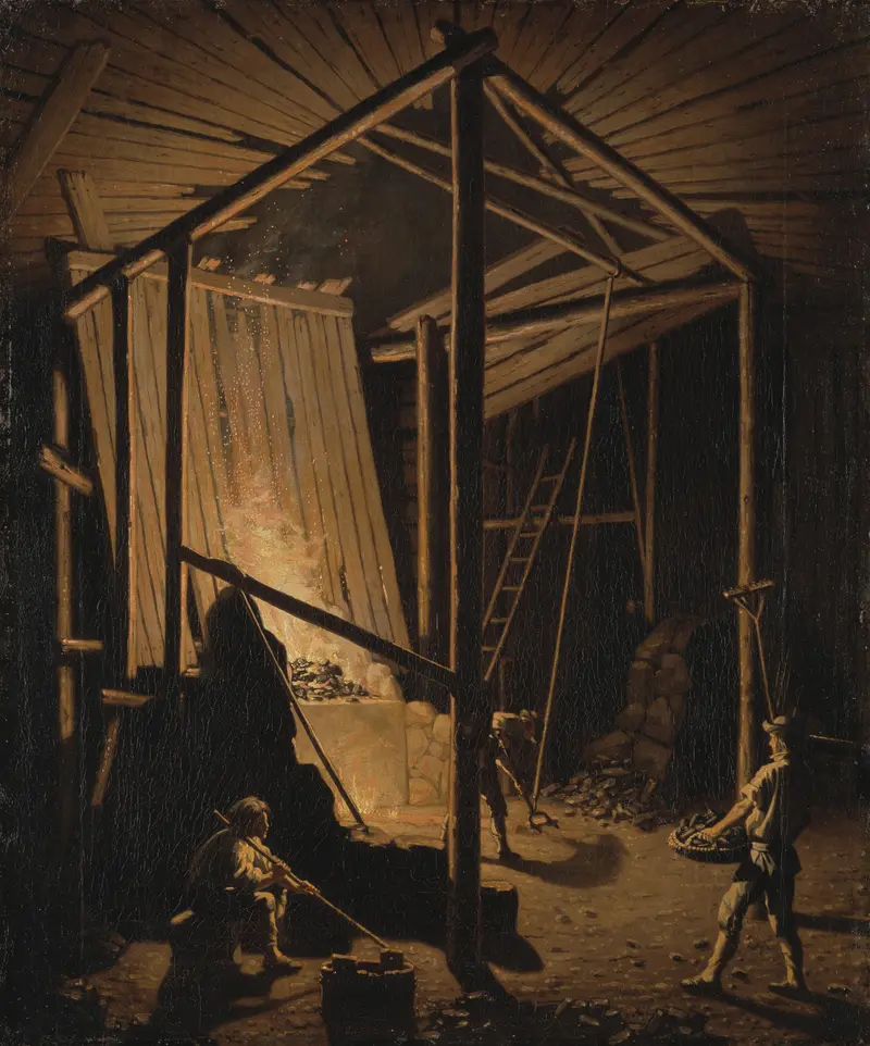 Oil painting by Pehr Hilleström depicting miners working in the Falun Mine