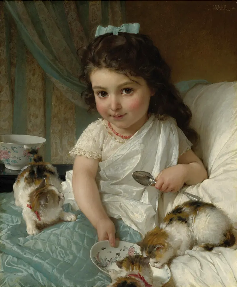 A depiction of a family enjoying breakfast together.