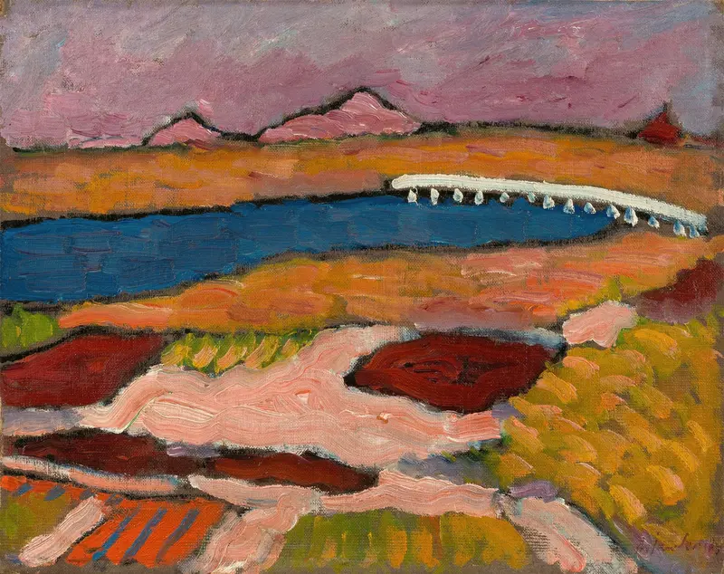 Abstract landscape with vibrant brushstrokes by Alexej von Jawlensky, oil on canvas