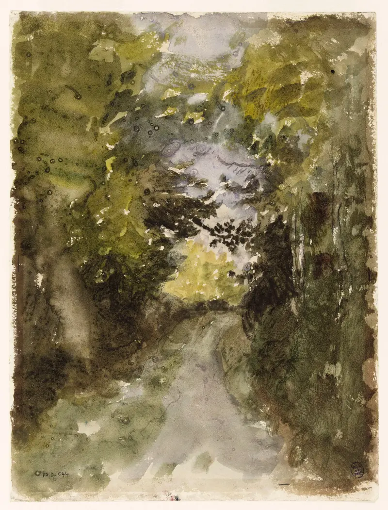 Forest path landscape, oil painting by Narcisse-Virgile Diaz de La Peña