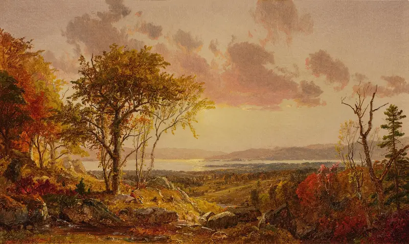 A Distant View of the Hudson River in the Fall, oil painting by Jasper Francis Cropsey