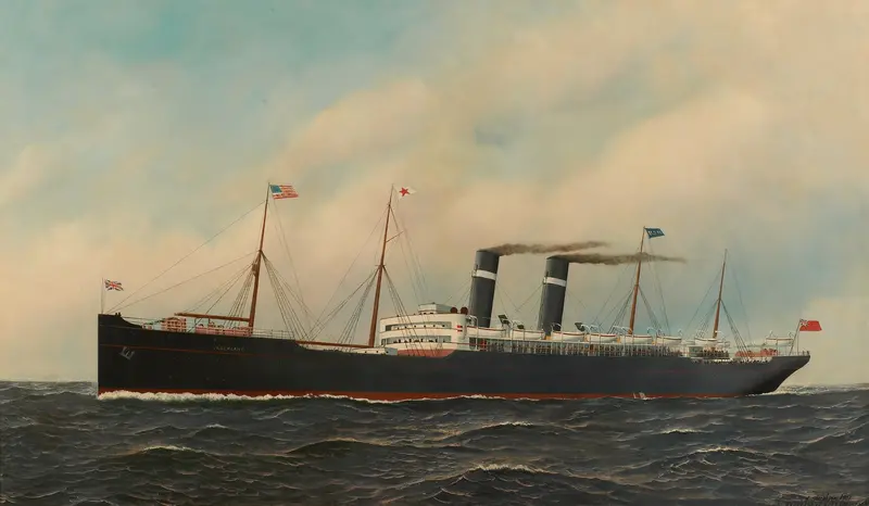 Realism oil painting of the passenger steamship Vaderland by Antonio Jacobsen