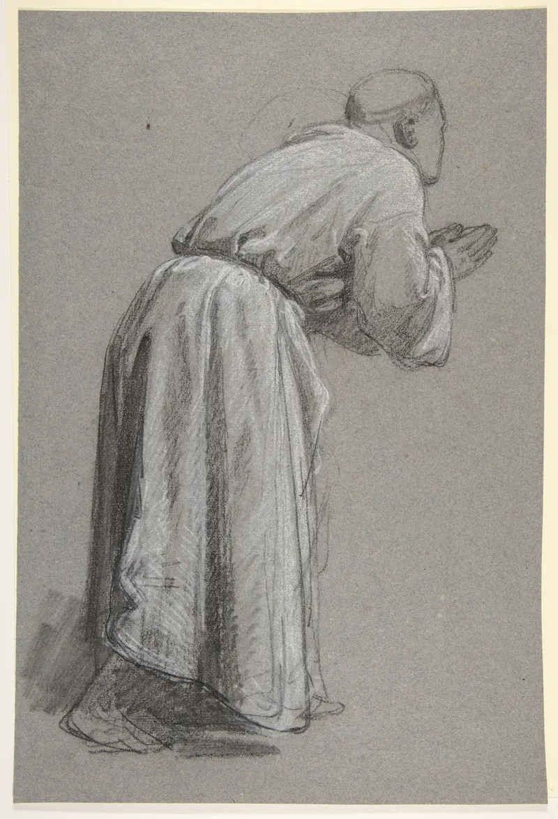 A portrait of a cleric with joined hands by Isidore Pils.