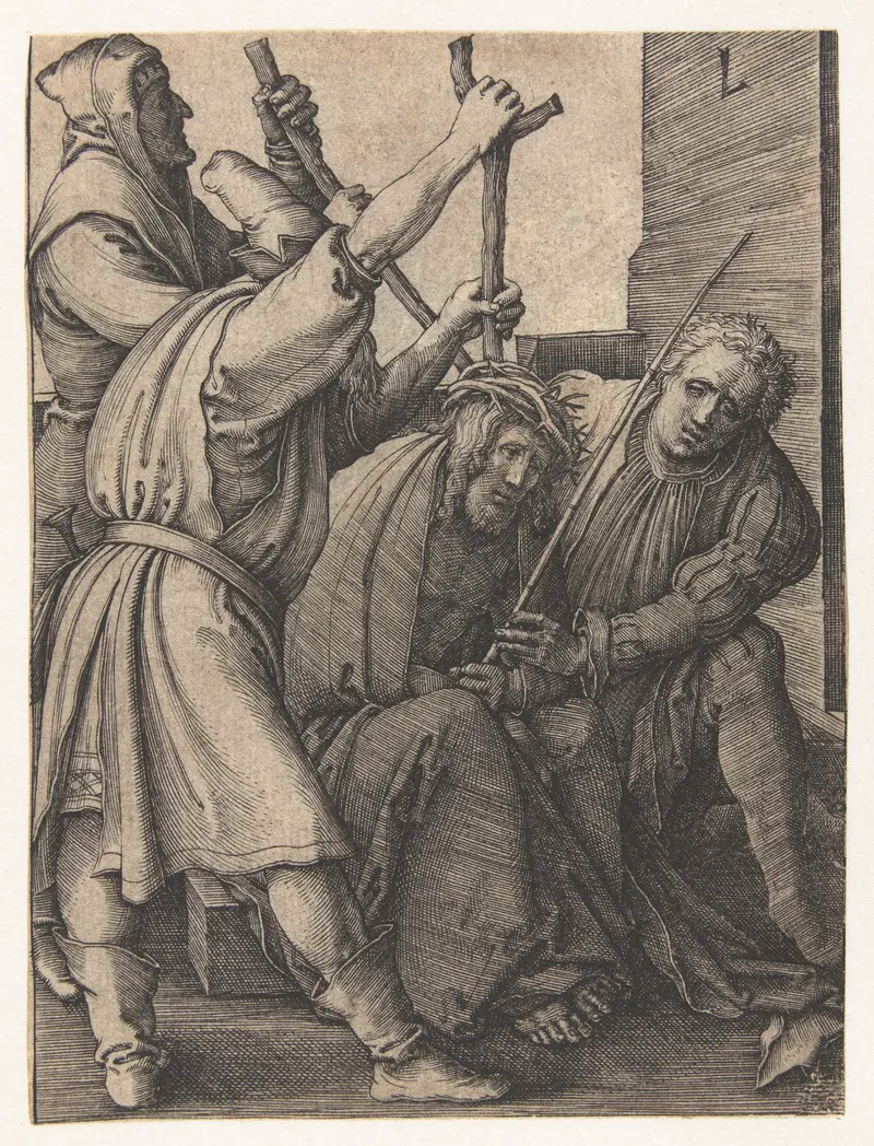 Engraving by Lucas van Leyden depicting Christ with a crown of thorns