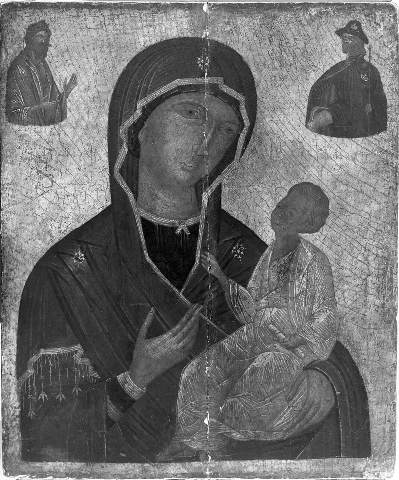 Renaissance wood painting by an unidentified artist depicting Madonna, Child, Saint John the Baptist, and Saint Roch