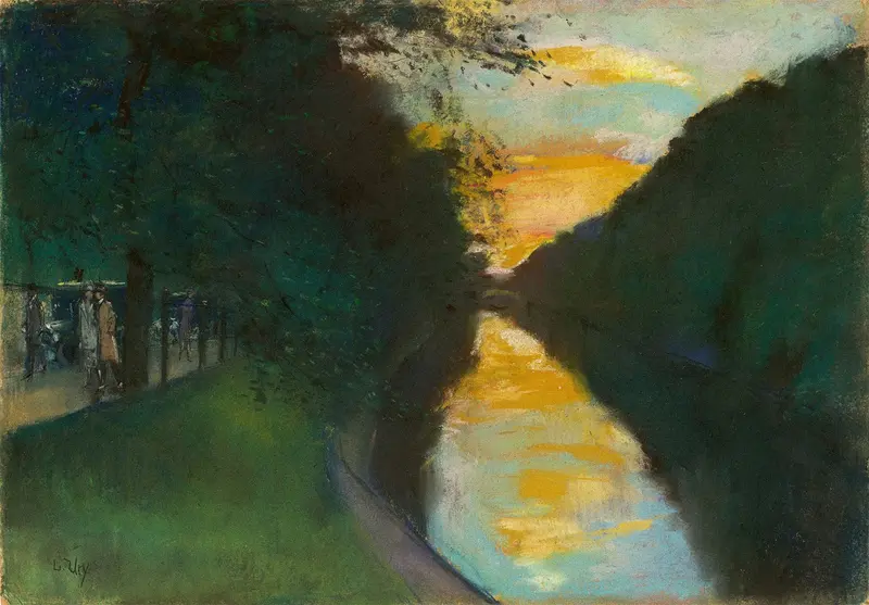 Landscape of Am Landwehrkanal, Berlin by Lesser Ury, oil on canvas