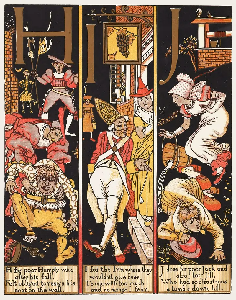 Walter Crane's 'The Absurd A.B.C Pl 3' features whimsical illustrations that engage the viewer's imagination.
