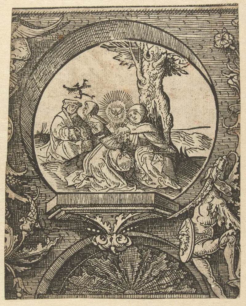 Religious scene with a figure in confession, paper by Jacob Cornelisz van Oostsanen