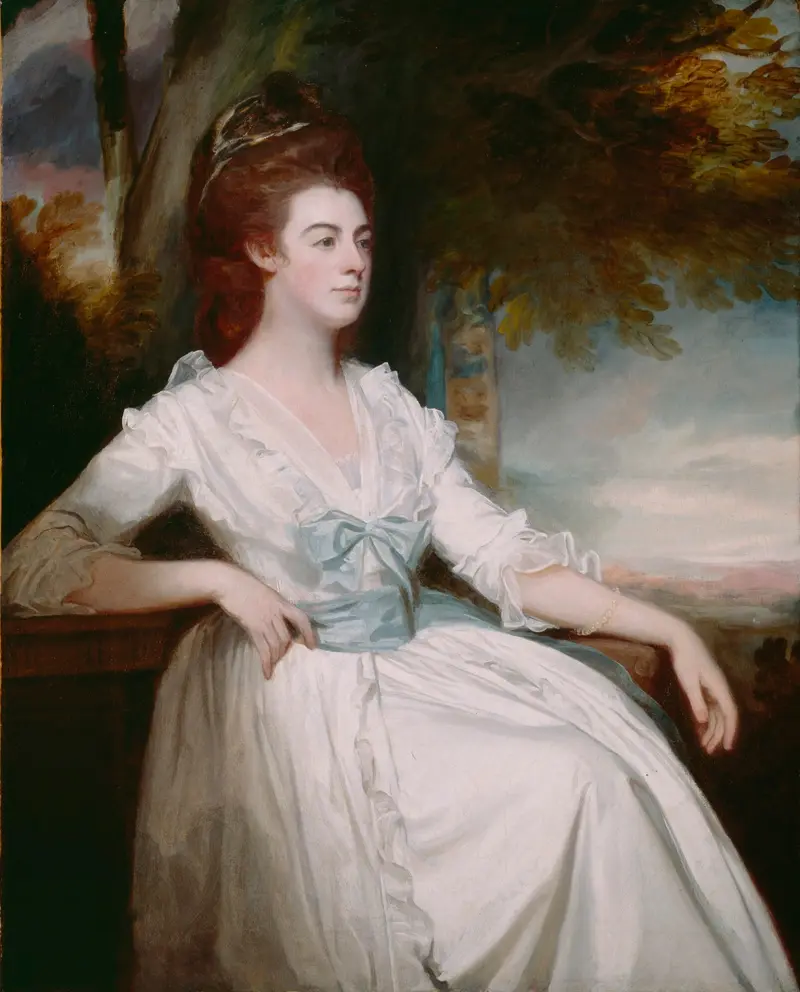 A portrait of Miss Clavering by George Romney.