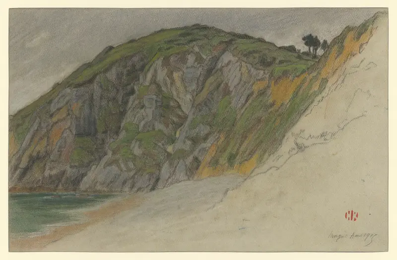 Morgat lithograph by Henri Rivière depicting tranquil waters and cliffs