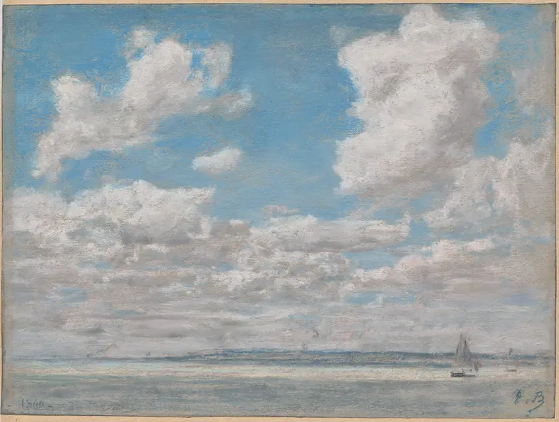 Seascape with Open Sky by Eugène Boudin, oil painting depicting ocean waves and a vast sky.
