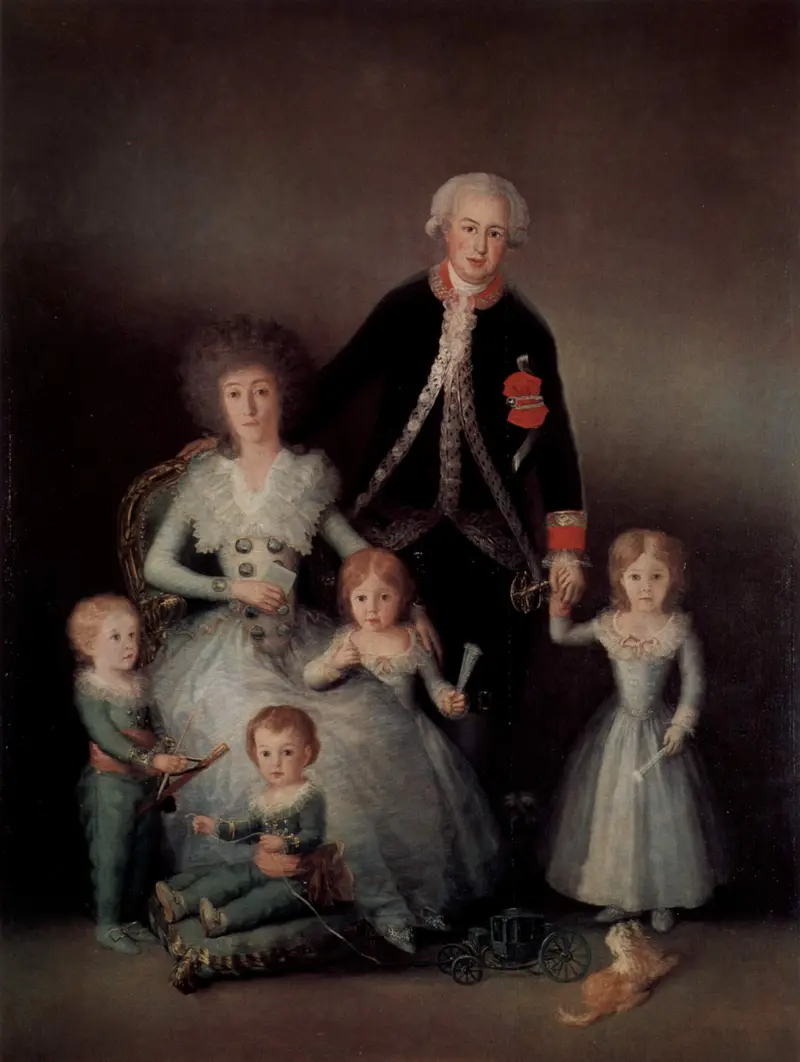 A family portrait of the Duke and Duchess of Osuna with their children, painted by Francisco de Goya.