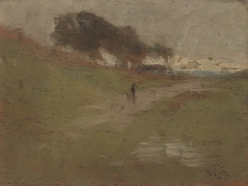 Landscape Painting by William Keith, oil on panel depicting rolling hills and twilight sky.