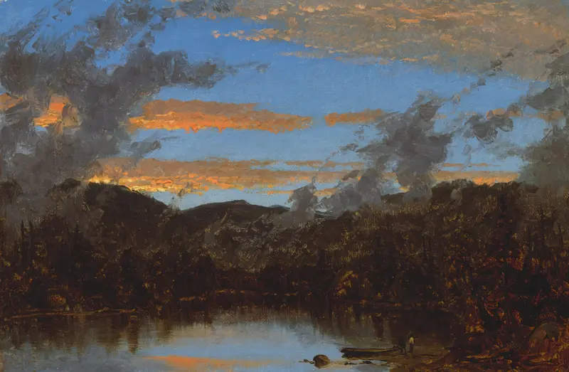 Landscape of soft hills at sunset, oil on canvas by Sanford Robinson Gifford