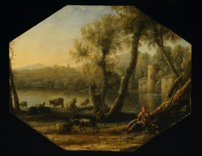 A serene pastoral landscape by Claude Lorrain showcasing a harmonious blend of nature and light.